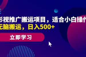 （6408期）影视推广搬运项目，适合小白操作，无脑搬运，日入500+[中创网]