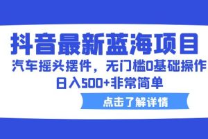 （6490期）抖音最新蓝海项目，汽车摇头摆件，无门槛0基础操作，日入500+非常简单[中创网]