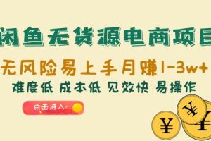 （6472期）闲鱼无货源电商项目：无风险易上手月赚10000+难度低 成本低 见效快 易操作[中创网]