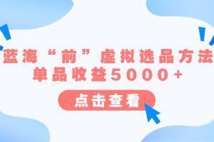 （6500期）某公众号付费文章《蓝海“前”虚拟选品方法：单品收益5000+》[中创网]