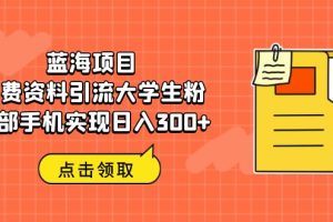 （6546期）蓝海项目，免费资料引流大学生粉一部手机实现日入300+[中创网]