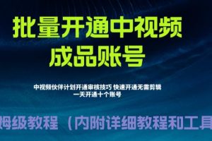 （6561期）外面收费1980暴力开通中视频计划教程，附 快速通过中视频伙伴计划的办法[中创网]