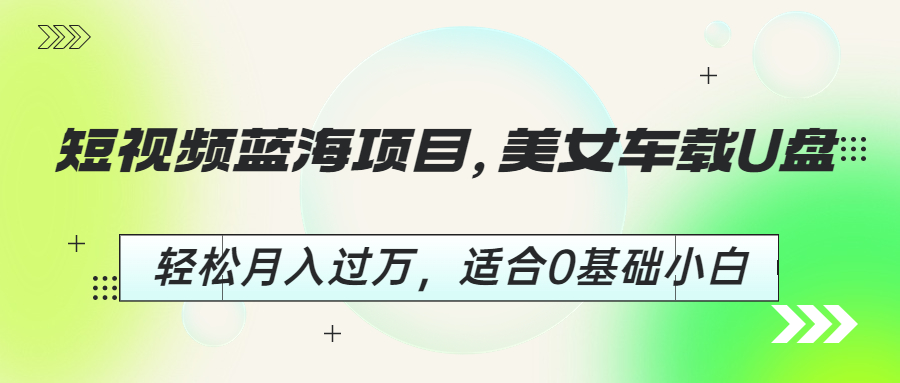 （6619期）短视频蓝海项目，美女车载U盘，轻松月入过万，适合0基础小白