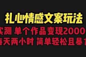 （6618期）扎心情感文案玩法，单个作品变现5000+，一分钟一条原创作品，流量爆炸[中创网]