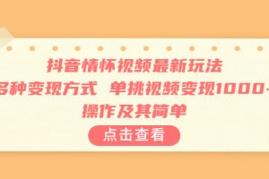 （6683期）抖音情怀视频最新玩法，多种变现方式，单挑视频变现1000+，操作及其简单[中创网]