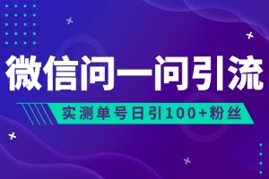 （6678期）流量风口：微信问一问，可引流到公众号及视频号，实测单号日引流100+[中创网]