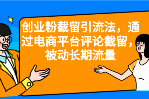 （6657期）创业粉截留引流法，通过电商平台评论截留，被动长期流量[中创网]