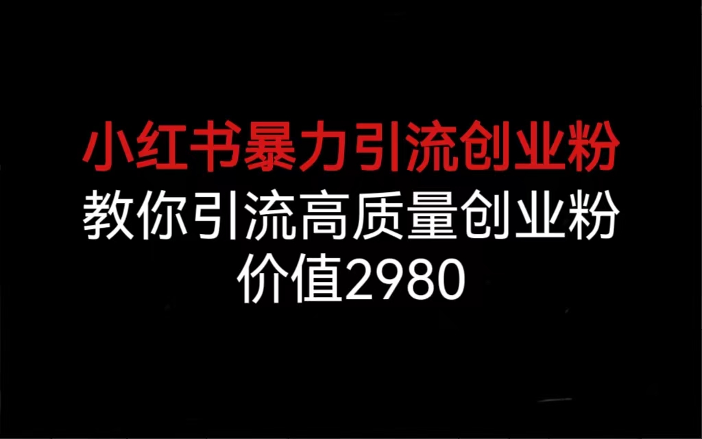 （6779期）小红书暴力引流创业粉，教你引流高质量创业粉，价值2980