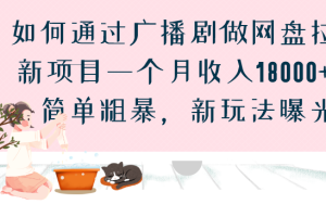 （6826期）如何通过广播剧做网盘拉新项目一个月收入18000+，简单粗暴，新玩法曝光[中创网]