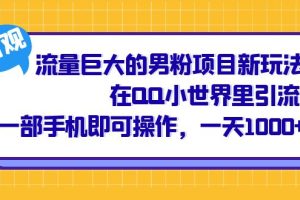 （6845期）流量巨大的男粉项目新玩法，在QQ小世界里引流 一部手机即可操作，一天1000+[中创网]