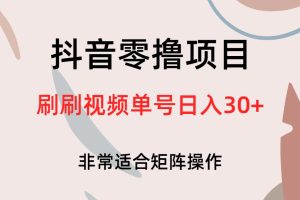 （6844期）抖音零撸项目，刷刷视频单号日入30+[中创网]