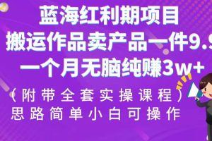 （6888期）蓝海红利期项目，搬运作品卖产品一件9.9，一个月无脑纯赚3w+[中创网]