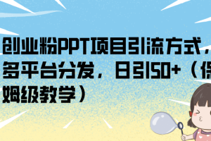 （6957期）创业粉PPT项目引流方式，多平台分发，日引50+（保姆级教学）[中创网]