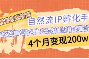 （6924期）某社群收费培训：自然流IP 孵化手-14天线上实操训练营 4个月变现200w[中创网]