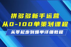 （6920期）拼多多新手运营从0-100单策划课程，从零起步到爆单详细教程[中创网]