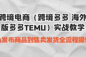 （6989期）跨境电商（跨境多多 海外版多多TEMU）实操教学 从发布商品到售卖发货全流程[中创网]