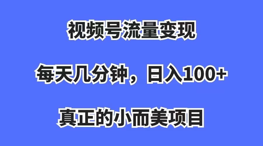 （7212期）视频号流量变现，每天几分钟，收入100+，真正的小而美项目