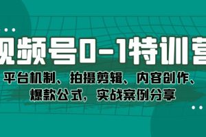 （7373期）视频号0-1特训营：平台机制、拍摄剪辑、内容创作、爆款公式，实战案例分享[中创网]