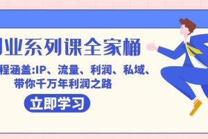 （7407期）创业系列课-全家桶，9大课程涵盖:IP 流量 利润 私域 带你千万年利润之路[中创网]