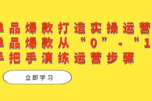 （7488期）单品爆款打造实操运营，单品爆款从“0”-“1”手把手演练运营步骤[中创网]