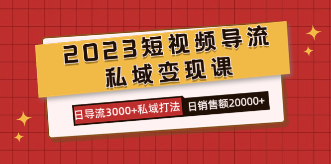 （7550期）2023短视频导流·私域变现课，日导流3000+私域打法  日销售额2w+