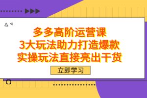 （7545期）拼多多高阶·运营课，3大玩法助力打造爆款，实操玩法直接亮出干货[中创网]