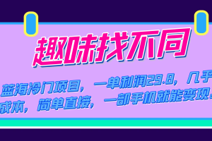 （7532期）蓝海冷门项目，趣味找不同，一单利润29.8，几乎零成本，一部手机就能变现[中创网]