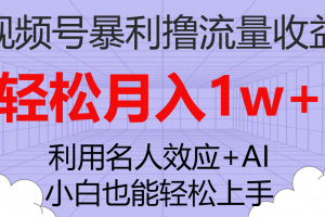 （7652期）视频号暴利撸流量收益，小白也能轻松上手，轻松月入1w+[中创网]