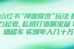 （7673期）小红书“神童降世”玩法 暴力起号,私域打造聚宝盆 弯道超车 实现年入几十万[中创网]