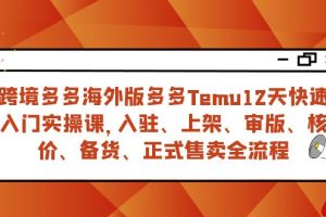 （7686期）跨境多多海外版多多Temu12天快速入门实战课，从入驻 上架到正式售卖全流程[中创网]