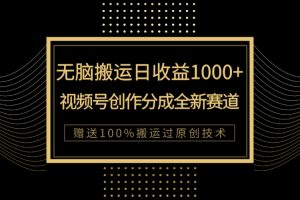 （7736期）单日收益1000+，新类目新赛道，视频号创作分成无脑搬运100%上热门[中创网]