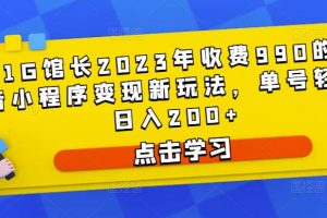 D1G馆长2023年收费990的抖音小程序变现新玩法，单号轻松日入200+