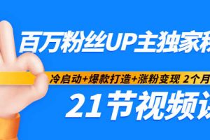 百万粉丝UP主独家秘诀：冷启动+爆款打造+涨粉变现2个月12W粉（21节视频课)