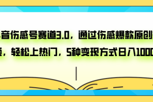 （7841期）抖音伤感号赛道3.0，通过伤感爆款原创视频，轻松上热门，5种变现日入1000+[中创网]