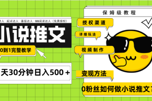 （7912期）Ai小说推文每天20分钟日入500＋授权渠道 引流变现 从0到1完整教学（7节课）[中创网]