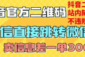 （7907期）价值3000的技术！抖音二维码直跳微信！站内无限发不违规！[中创网]