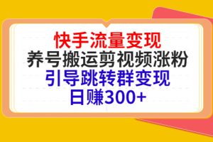 （4007期）快手流量变现，养号搬运剪视频涨粉，引导跳转群变现日赚300+[中创网]