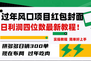 （8116期）过年风口项目红包封面，拼多多日销300单日利润四位数最新教程！[中创网]