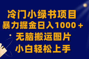 （8101期）【全网首发】冷门小绿书暴力掘金日入1000＋，无脑搬运图片小白轻松上手[中创网]