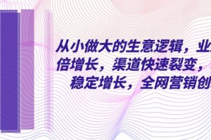 （8044期）从小 做大的生意逻辑，业绩翻倍增长，渠道快速裂变，利润稳定增长，全网…[中创网]