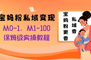 （8154期）宝妈粉私域变现从0-1，从1-100，保姆级实操教程，长久稳定的变现之法[中创网]