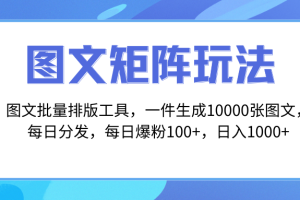 （8239期）图文批量排版工具，矩阵玩法，一键生成10000张图，每日分发多个账号，每…[中创网]