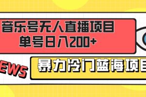 （8300期）音乐号无人直播项目，单号日入200+ 妥妥暴力蓝海项目 最主要是小白也可操作[中创网]