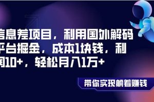 （8264期）信息差项目，利用国外解码平台掘金，成本1块钱，利润10+，轻松月入1万+[中创网]