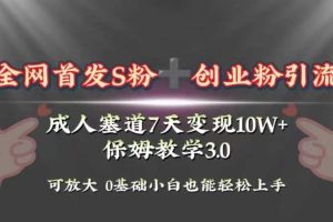 （8337期）全网首发s粉加创业粉引流变现，成人用品赛道7天变现10w+保姆教学3.0[中创网]