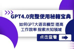 （8481期）GPT4.0完整使用-秘籍宝典：如何GPT大语言模型 提高工作效率 探索未知领域[中创网]