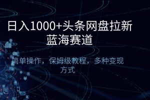 （8547期）日入1000+头条网盘拉新蓝海赛道，简单操作，保姆级教程，多种变现方式[中创网]