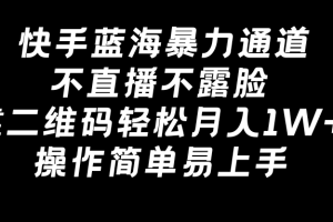 （8961期）快手蓝海暴力通道，不直播不露脸，靠二维码轻松月入1W+，操作简单易上手[中创网]