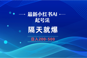 （8863期）最新AI小红书起号法，隔天就爆无脑操作，一张图片日入200-500[中创网]