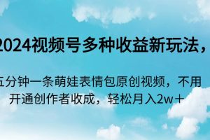 （9073期）2024视频号多种收益新玩法，五分钟一条萌娃表情包原创视频，不用开通创…[中创网]